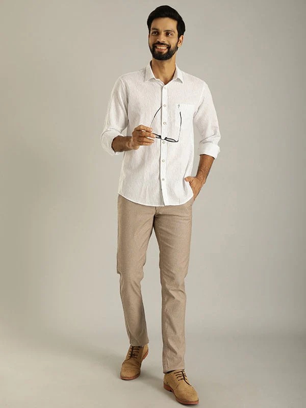 Indian Terrain Men All Over Print White Shirt